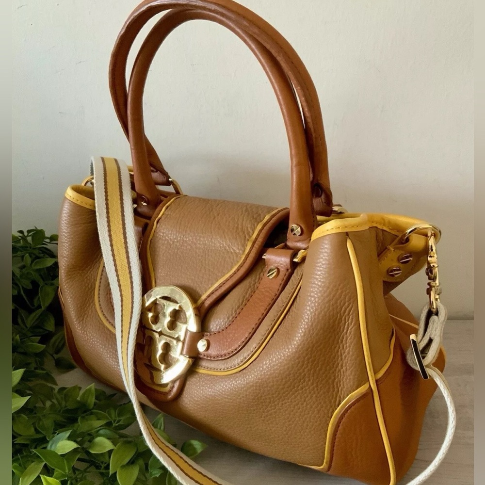 TORY BURCH LRG AMANDA TRI-COLOR TOTE SHOULDER BAG - Picture 4 of 16
